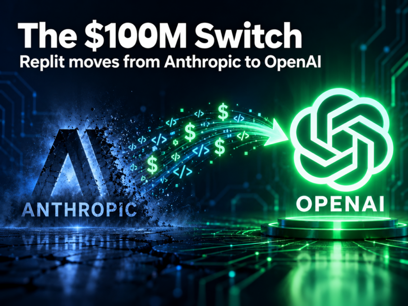 A chart showing a company's AI spending moving from Anthropic to OpenAI