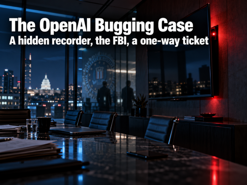 A hidden recording device found behind a television in an OpenAI conference room